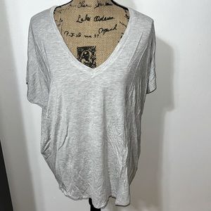 Express Marled Light Gray Relaxed Short Sleeve Top L